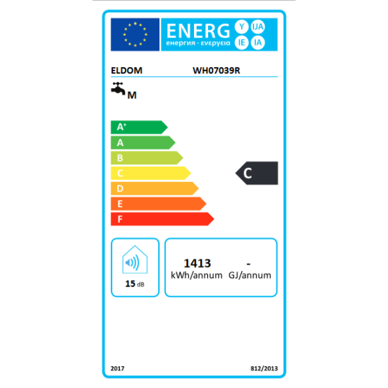 [parent_category] - Обемни - БОЙЛЕР ЕЛДОМ WH07039R 70л, хоризонтален, емайлиран, eл. изводи и тръби отдясно, 3kW