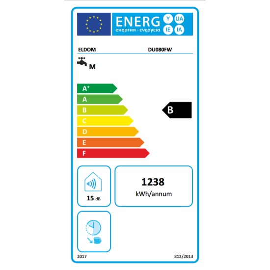 [parent_category] - Обемни - БОЙЛЕР ЕЛДОМ DU080FW-B Galant 65л, универсален монтаж, емайлиран, Wi-Fi, 3.3kW