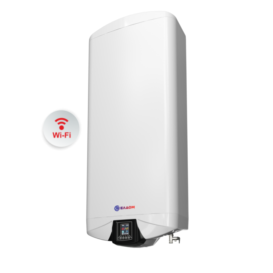 [parent_category] - Обемни - БОЙЛЕР ЕЛДОМ DU080FW-W Galant 65л, универсален монтаж, емайлиран, Wi-Fi, 3.3kW