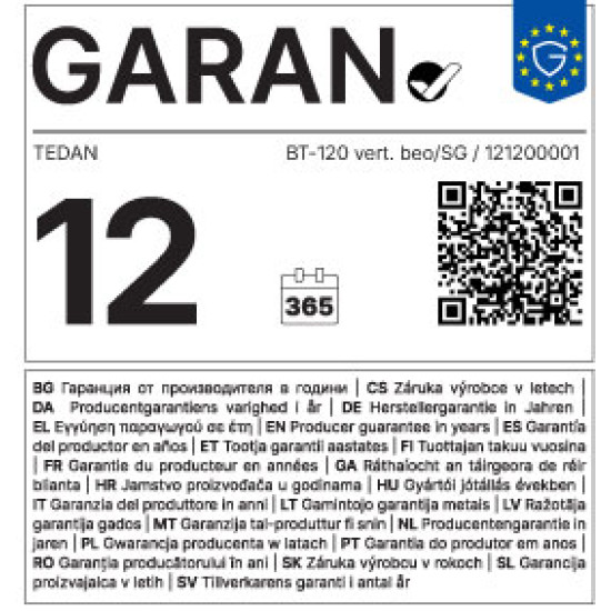 [parent_category] - Обемни - БОЙЛЕР TEDAN KLASSA INOX 120л, вертикален, неръждаем, сух нагревател, 2KW