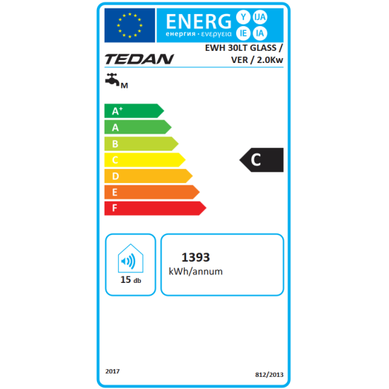 [parent_category] - Обемни - БОЙЛЕР TEDAN STANDARD 30л, вертикален, емайлиран, 2kW