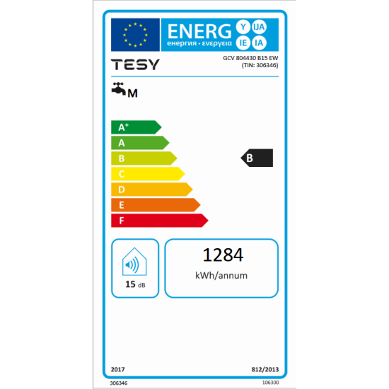 [parent_category] - Обемни - БОЙЛЕР TESY BiLight Cloud GCV 80 44 30 B15 ECW, 80л, вертикален, стъклокерамичен, Wi-Fi, 3kW