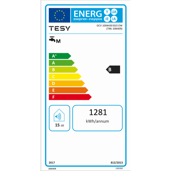 [parent_category] - Обемни - БОЙЛЕР TESY BiLight Cloud GCV 100 44 30 B15 EW, 95л, вертикален, стъклокерамичен, Wi-Fi, 3kW