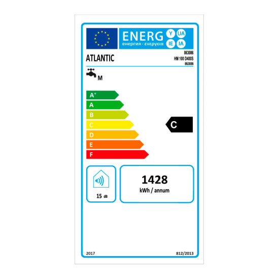 [parent_category] - Обемни - БОЙЛЕР ATLANTIC O’Pro Plus S 100л, хоризонтален, емайлиран, eл. изводи отляво, тръби отдолу, 1.5kW