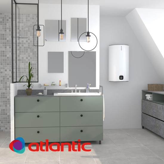 [parent_category] - Обемни - БОЙЛЕР ATLANTIC Steatite Genius 100л, вертикален, емайлиран, керамичен нагревател, 1.8kW