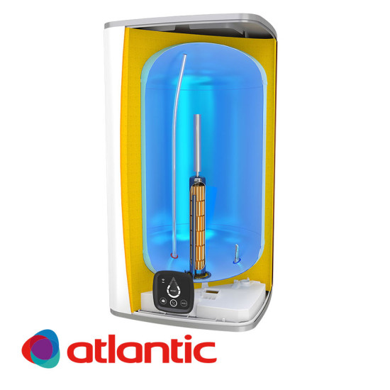 [parent_category] - Обемни - БОЙЛЕР ATLANTIC Steatite CUBE Silver Wi-Fi 100л, вертикален, емайлиран, керамичен нагревател, 2.4kW