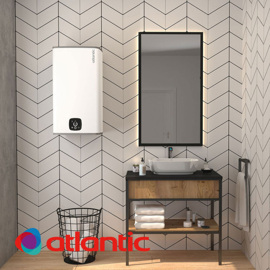 [parent_category] - Обемни - БОЙЛЕР ATLANTIC Steatite CUBE Wi-Fi 75л, вертикален, емайлиран, керамичен нагревател, 2.4kW