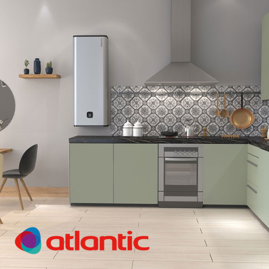 [parent_category] - Обемни - БОЙЛЕР ATLANTIC Steatite Vertigo Silver Wi-Fi 80 65л, универсален монтаж, емайлиран, керамични нагреватели, 3.25kW