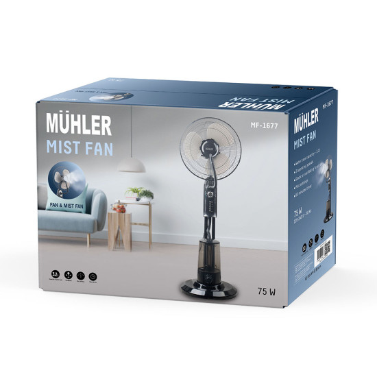 [parent_category] - Климатици - Вентилатор MUHLER MF-1677 16", 75W, таймер,  с водна мъгла
