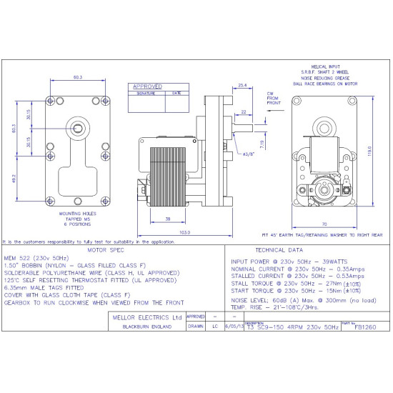 [parent_category] - Мотор редуктори - Мотор редуктор Mellor FB1260 - 4 оборота 39W 30Nm Eco spar-BURNiT