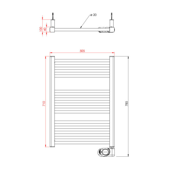 [parent_category] - Електрически лири - Електрическа лира за баня TEDAN NOOR BLACK  750W