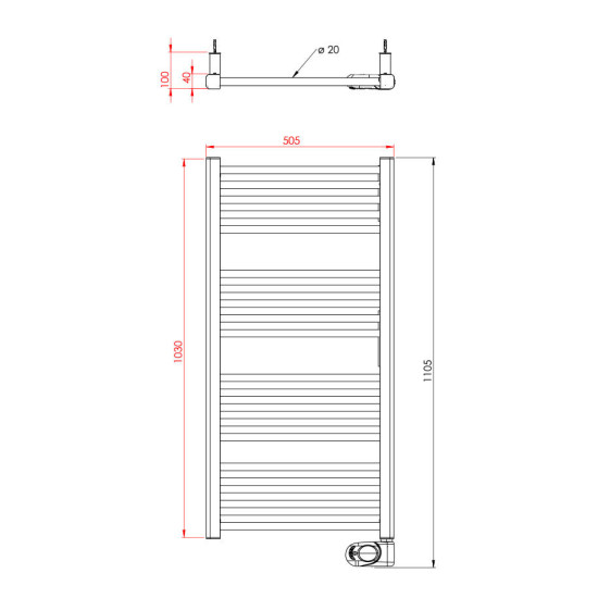 [parent_category] - Електрически лири - Електрическа лира за баня TEDAN NOOR BLACK  750W