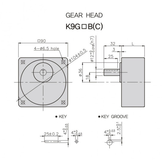 [parent_category] - Мотор редуктори - Мотор редуктор GGM-K9G100В 90x90mm 12.5 оборота