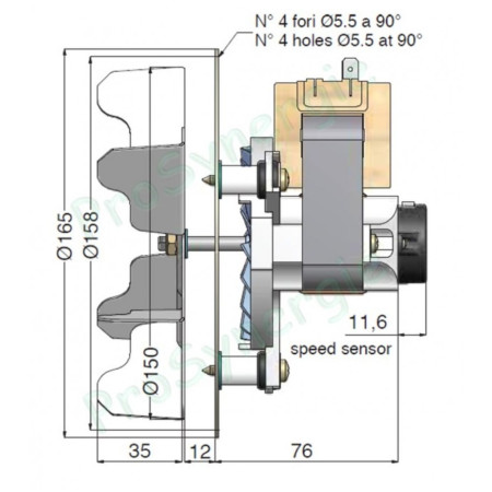 Вентилатор димни газове AACO 135m3/h 50W Датчик Хол