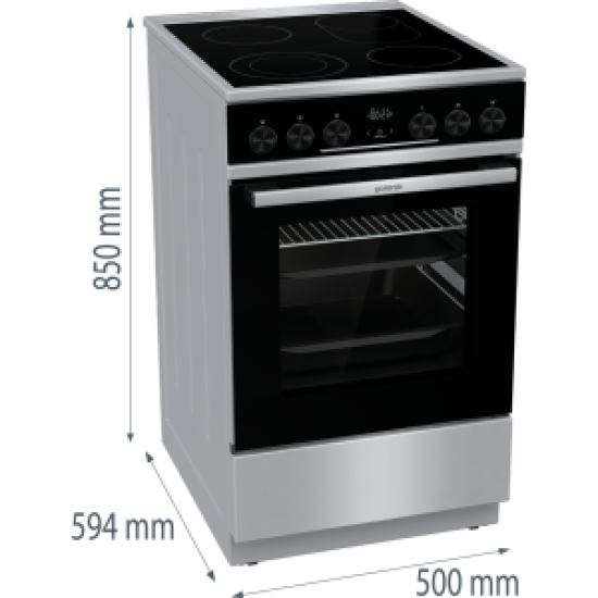 Голяма готварска печка  Gorenje GEC5C61XPA, 70л, стъклокерамичен плот