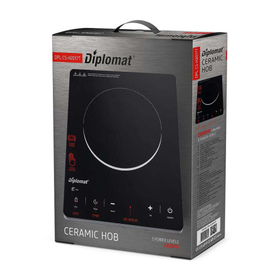 [parent_category] - Електрически котлони - Котлон керамичен Diplomat DPL-CS-H2017Т, touch-бутони, единичен, 2000W