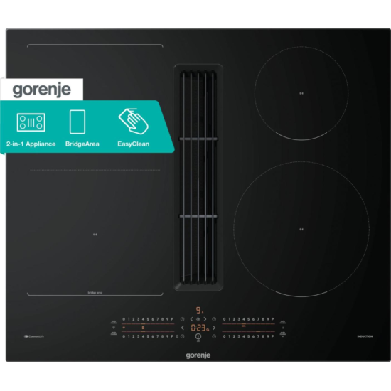 [parent_category] - Плотове за готвене - Плот за готвене Gorenje GEH6432BSCWF с вграден абсорбатор, индукционен, Wi-Fi