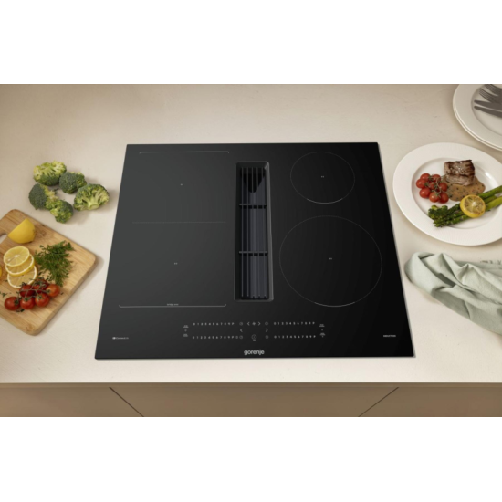 [parent_category] - Плотове за готвене - Плот за готвене Gorenje GEH6432BSCWF с вграден абсорбатор, индукционен, Wi-Fi