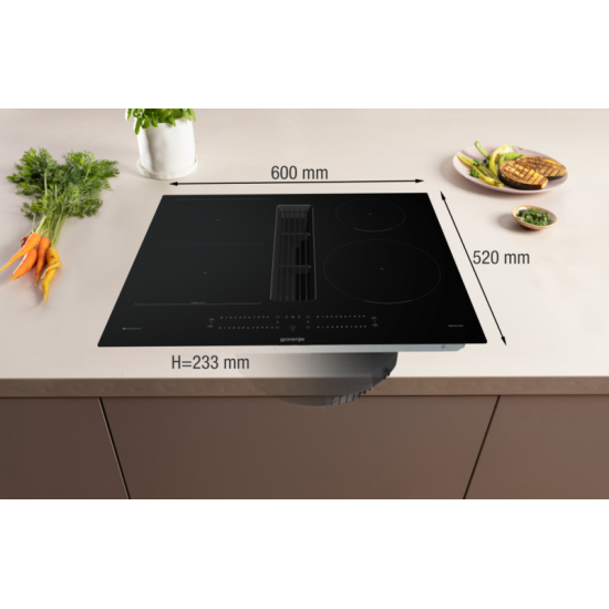 [parent_category] - Плотове за готвене - Плот за готвене Gorenje GEH6432BSCWF с вграден абсорбатор, индукционен, Wi-Fi
